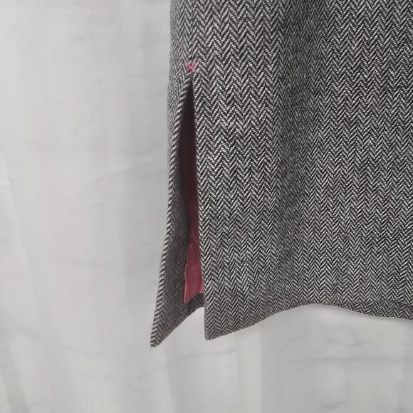 Vintage Sigrid Olsen Skirt Y2K Gray Herringbone Wool Twee Retro 6 - Picture 4 of 12